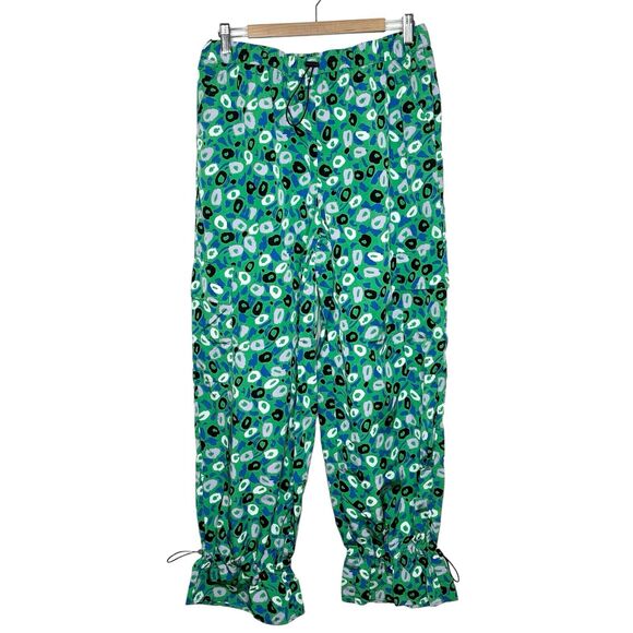 Diane Von Furstenberg Target Spotted Cargo Utility Pants Green Womens L - Picture 1 of 10